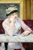 <i>The Plum</i> (French: La Prune) - also known as Plum Brandy - is an oil-on-canvas painting by Édouard Manet. It is undated but thought to have been painted about 1877.<br/><br/>

The painting is a study in loneliness, depicting a quiet, almost melancholy, scene of a young working girl seated in a café. The subject is viewed from nearby, perhaps by another seated customer. She may be a prostitute waiting for a client, or possibly a shop worker hoping for some conversation. On the table is a plum soaked in brandy, a speciality of Parisian cafés at the time.<br/><br/>

Manet may have based the painting on observations at the Café de la Nouvelle Athènes on the Place Pigalle in Paris. However, the background - the decorative grille and its gold frame - does not match other depictions of the café, and suggests the painting was made in Manet’s studio.<br/><br/>

The model is the actress Ellen Andrée, who was also depicted with Marcellin Desboutin in the similar 1876 painting <i>L'Absinthe</i> (or In a Café) by Edgar Degas. The similarities between the two paintings suggest that Manet's <i>The Plum</i> may be a response to Degas's <i>L'Absinthe</i>. Degas's painting shows a bleak scene of despair blunted by absinthe; Manet's is a more hopeful scene, where there is the chance that the sitter's loneliness may be broken.